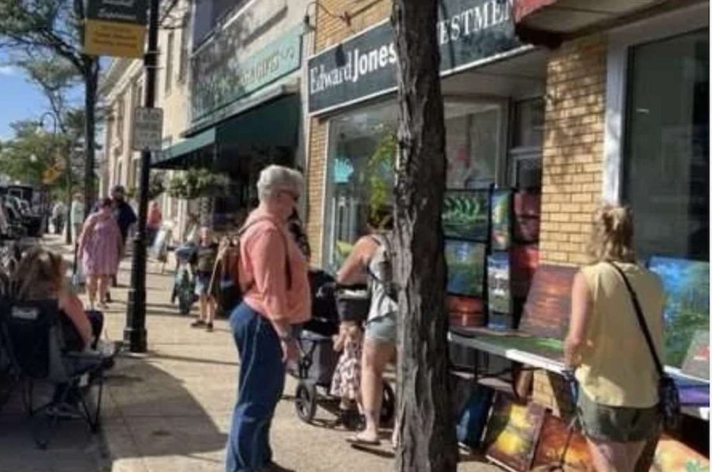 Artists setting up for a 2023 Art Walk in Sanford