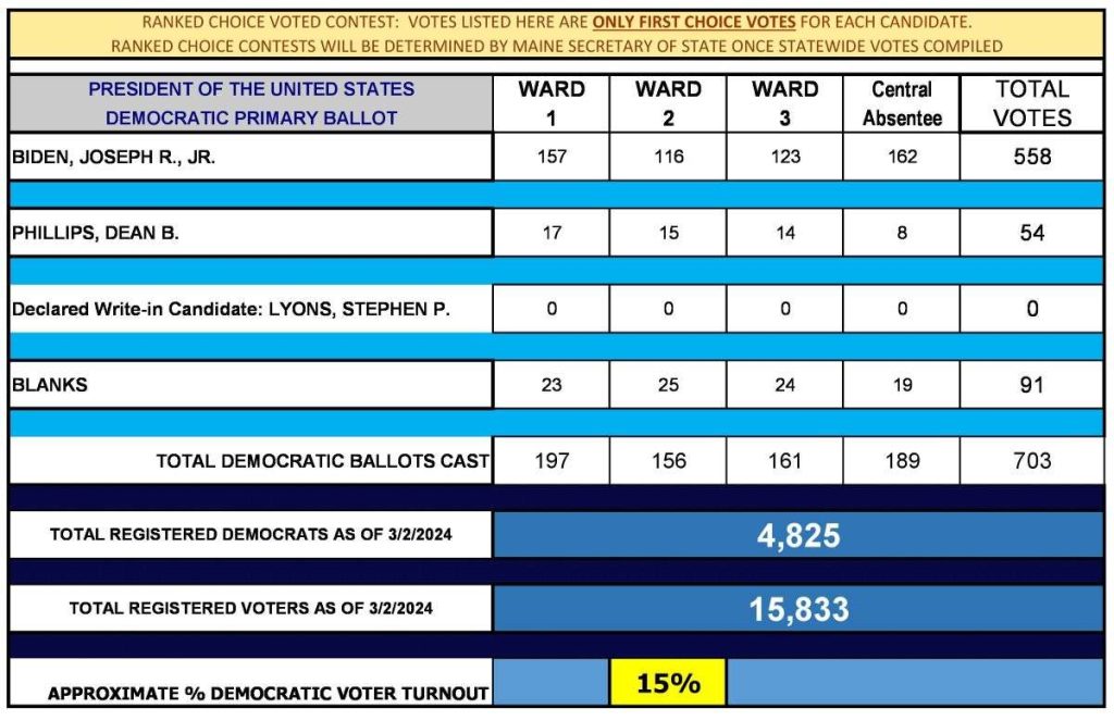 Democratic party primary breakdown