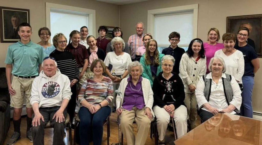 St. Thomas School and Trafton Senior Center pen pals gathered at the end of the school year.