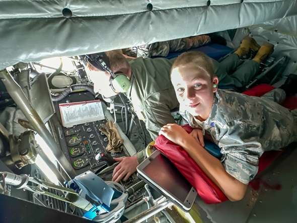 Cadets Watch Mid-air Refueling