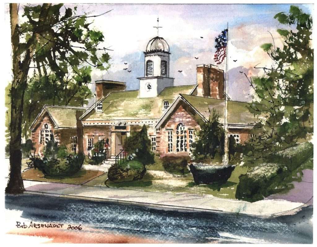 watercolor painting of Goodall Memorial Library